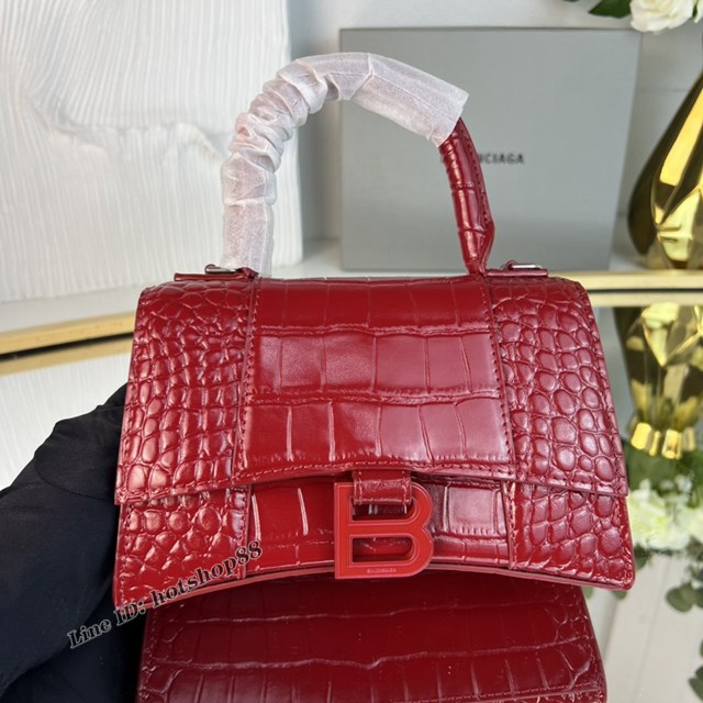 Balenciaga專櫃爆款新色mini號鱷魚紋大紅色沙漏包 巴黎世家Hourglass沙漏包 fyj1953